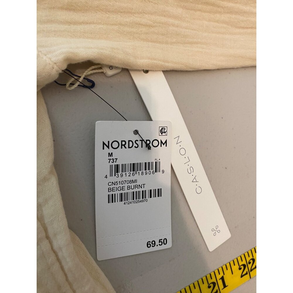 NWT Nordstrom Caslon Beige Cotton Blazer Lightweight Textured Jacket Medium - Picture 3 of 12